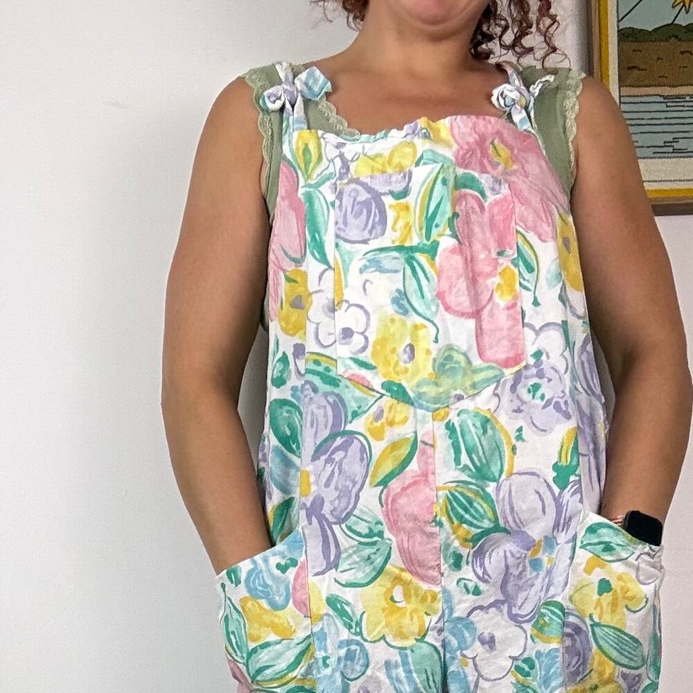 Handmade Desert Fox Collective pastel flower overalls 2x